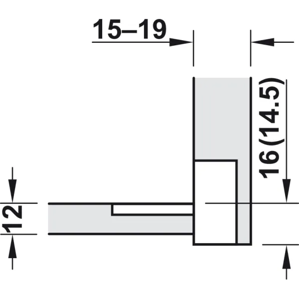 Flap hinge 90° Plano-Medial, zinc alloy/plastic, chrome plated/white
