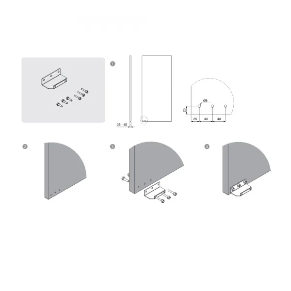 Door opening plate L100mm stainless steel