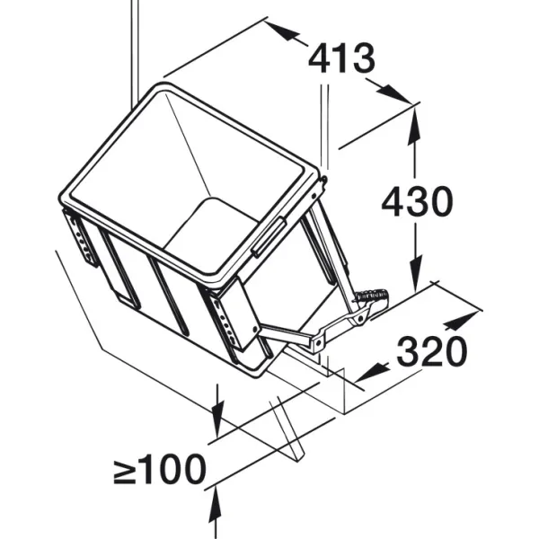 Single waste bin, 30 litres