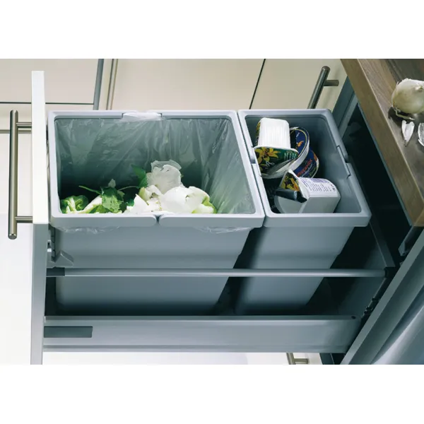 Two compartment waste bin, 1x13.5 and 1x6 litres