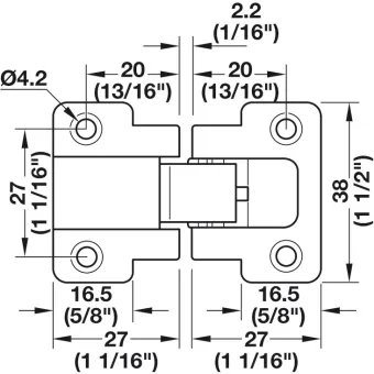 Flap hinge, 90°, 3D adjustable, for wooden flaps