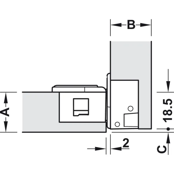 Flap hinge, 90°, 3D adjustable, for wooden flaps