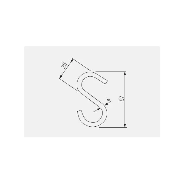 Hook for railing, S type, chrome