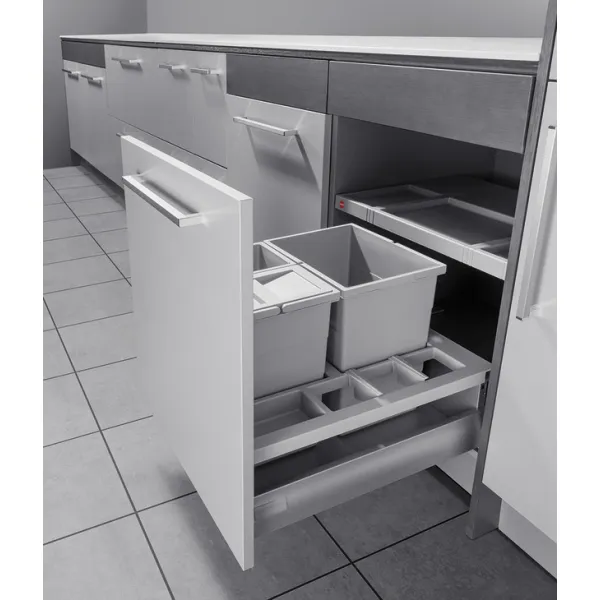 Three compartment waste bin, 1x18 and 2x8 litres and 2 storage compartments, Separato-K