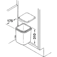 Šiukšliadėžė prie fasado 5l 175x310 baltas HAFELE