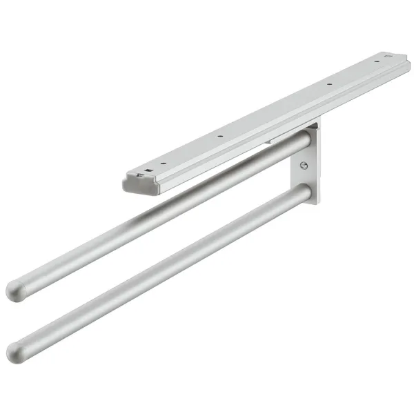 Towel rail, with extension runner, version swivels by 90°