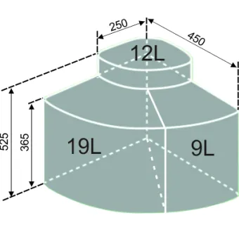 Three compartment bins Cabbi-3 40l (19l+9l+12l)