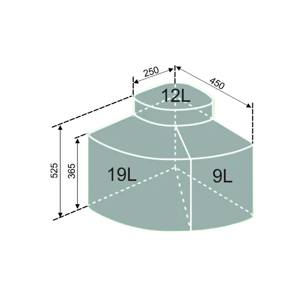 Three compartment bins Cabbi-3 40l (19l+9l+12l)