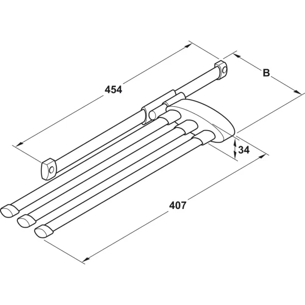 Towel rail, Hailo Secco-Alu Line, steel/plastic, extending runners