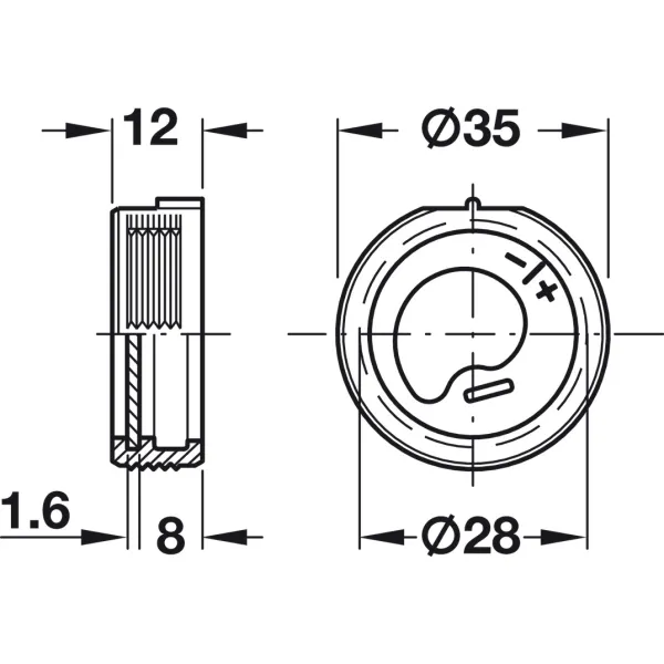 Cabinet hanger, For mounting in drilled hole, with height adjustment