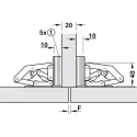 Spring hinge, opening angle 90°