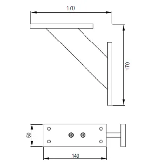 Atrama baro pasvirusi šoninė L170mm, aliuminis