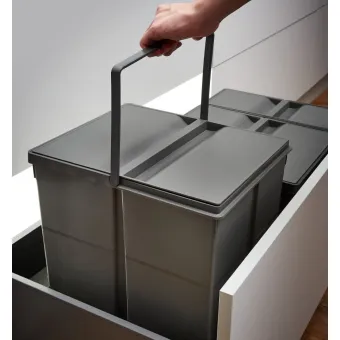 Wastebin V-L9XL, for inserting into pull out systems, W900mm 2x20+1x9l H207mm anthracite
