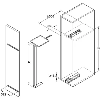 Pull-out fitting, Kesseböhmer Convoy Centro Door front fixing pull out larder unit