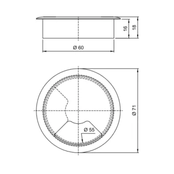 Cable grommet Ø60x20mm maple