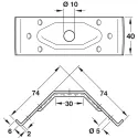Leg fitting for tables with frames, height 40mm, table fittings