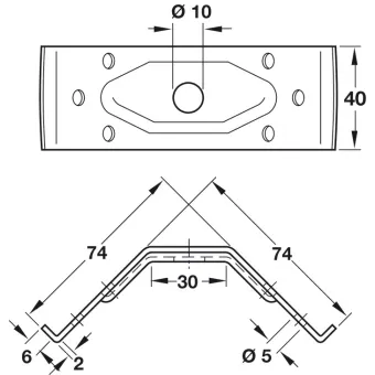Leg fitting for tables with frames, height 40mm, table fittings