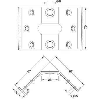 Corner Brace, height 70mm, table fittings