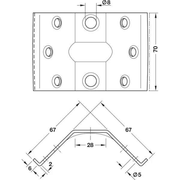 Corner Brace, height 70mm, table fittings