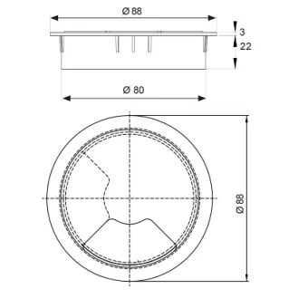 Cable grommet Ø80mm gray