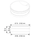 Cable grommet Ø60x22mm aluminum with brush aluminum