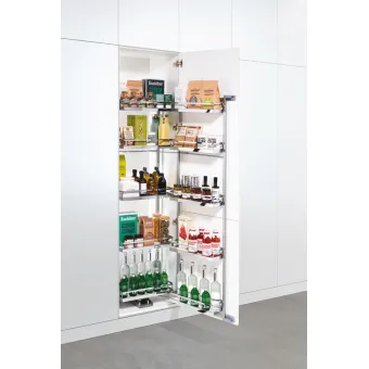 Larder unit pull-out, Kesseböhmer Tandem, with separate door shelf and height adjustable hanging bas