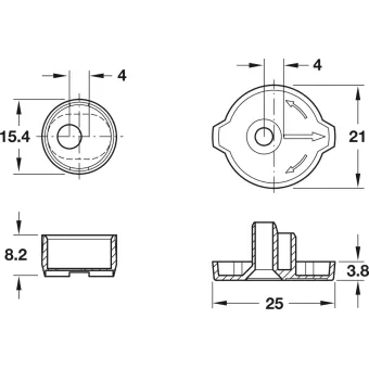 Drawer front adjuster, 2-piece