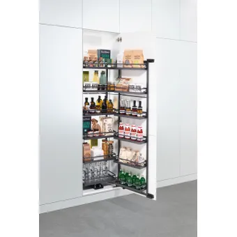 Larder unit pull-out, Kesseböhmer Tandem, with separate door shelf and height adjustable hanging bas