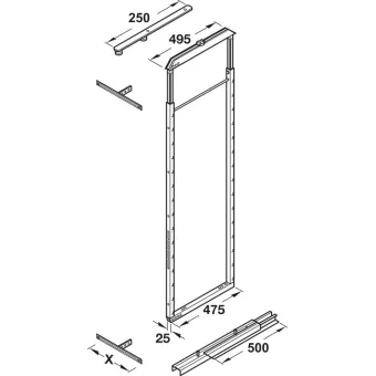 Rėmas DISPENSA P600mm, H1900-2300mm, pilka