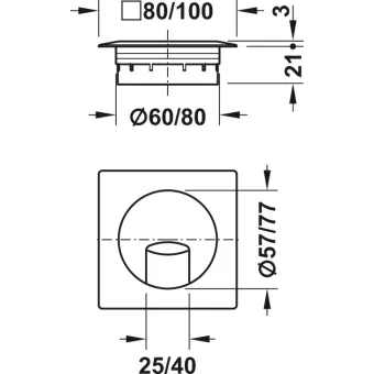 Cable guide, square, 80x80mm or 100x100mm