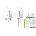 Hinge for glass 26°, half overlay, 8mm