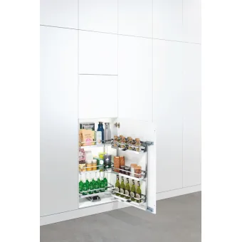 Larder unit pull-out, Kesseböhmer Tandem, with separate door shelf and height adjustable hanging bas