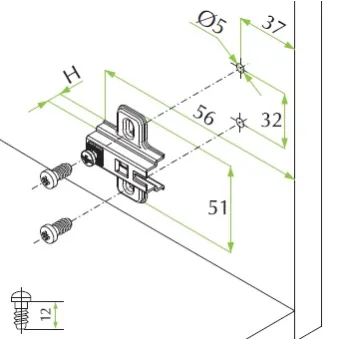 Plokštelė 4mm, su euro varžtu lankstui Ø35