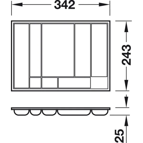 Tray insert, With rim, with 8 compartments