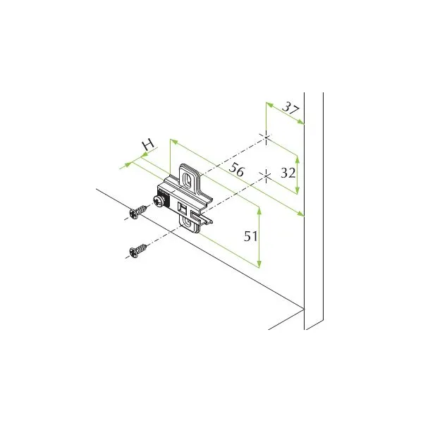 Mounting plate 0mm for hinge Ø35