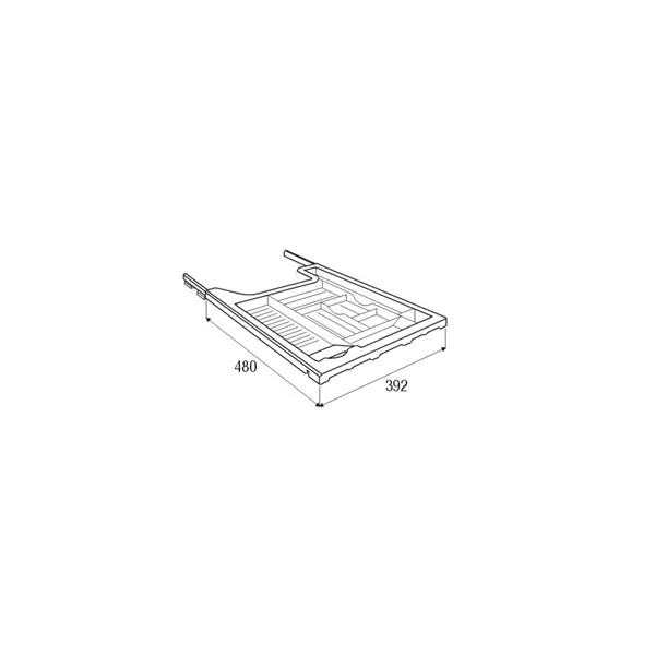 Stationery case with rails 392x480mm gray