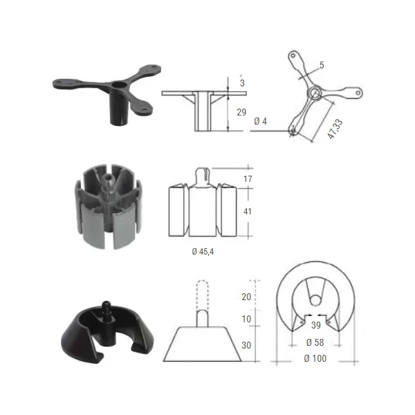 Cable management system KELA L900mm Ø45mm gray