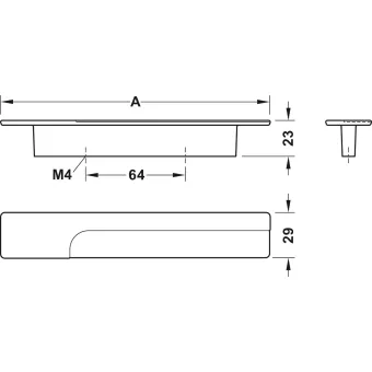 Furniture handle, Finger pull handle, zinc alloy