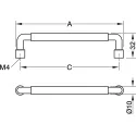 Rankenėlė H2305, cc128mm, L140mm, auksas šlifuotas