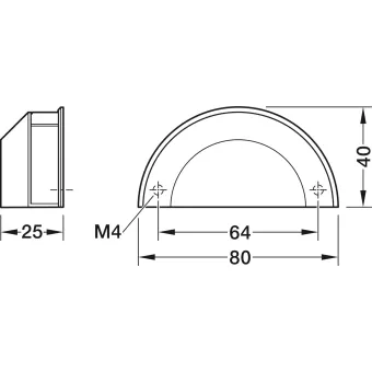 Furniture handle, Finger pull handle, zinc alloy, Häfele Déco, model H2315