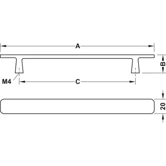 Furniture handle, Handle with base, aluminium