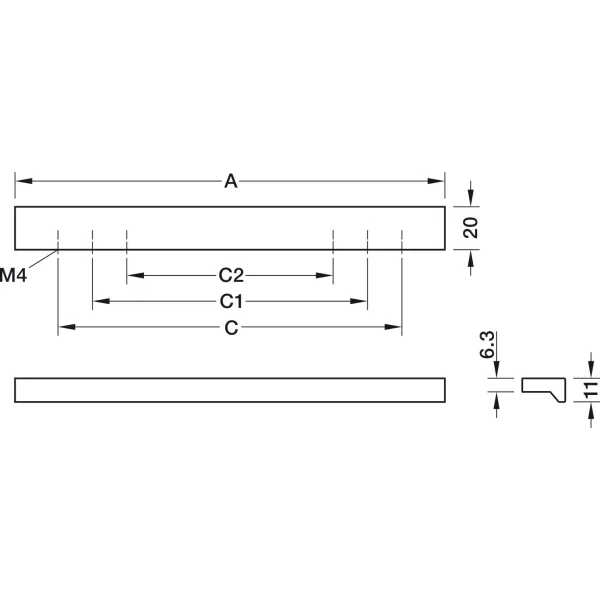 Rankenėlė 86603, aliuminis, CC320-640mm, L900mm, matinė balta