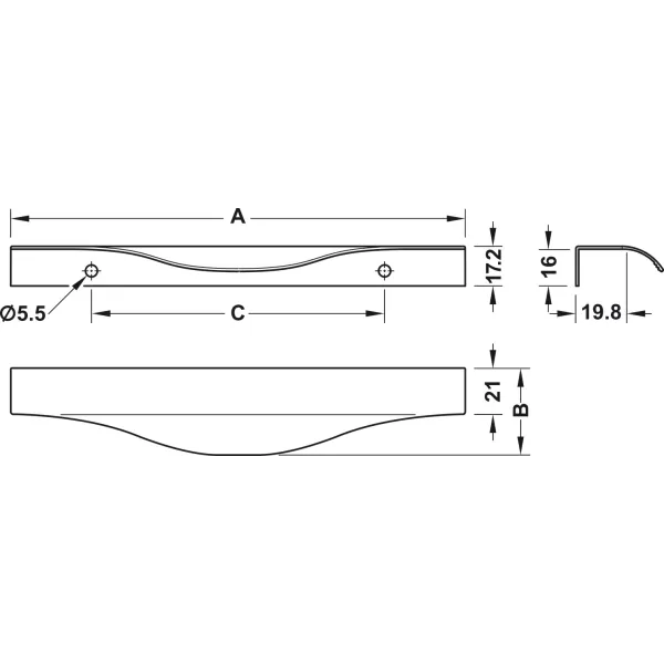 Rankenėlė prof. 128/200 anod.aliuminis H
