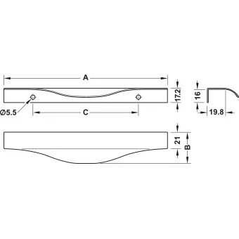 Profilio rankenėlė prisukama 64054, CC256mm, L350mm, anoduoto aliuminio spalva