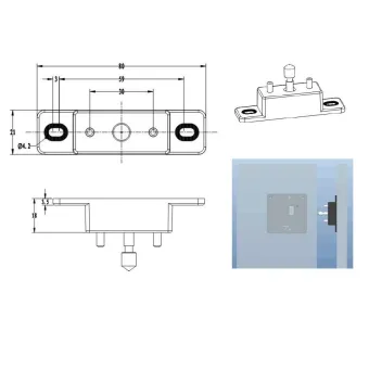 Striker, PTO, for MIFARE1 lock, for sliding doors, black, 80x21x18mm