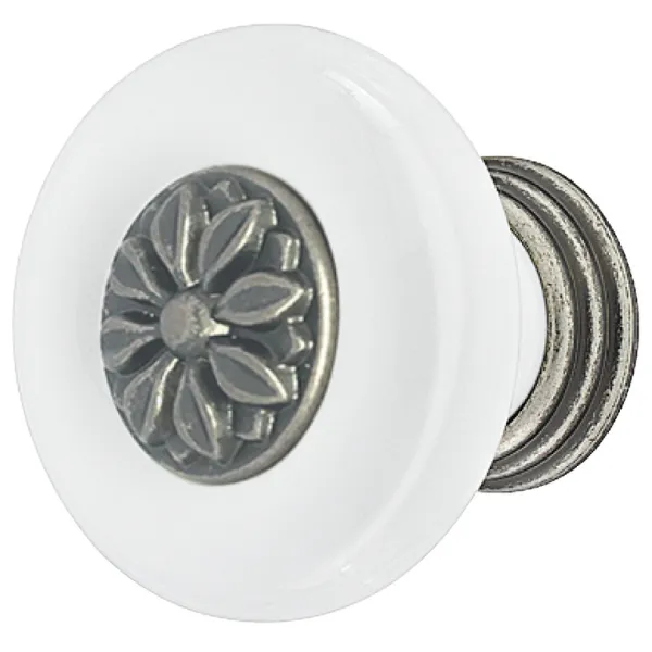 Rankenėlė vieno taško, RETRO 50213, Ø37mm, H30mm, balta/sendinto alavo spalva