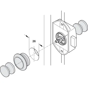 Žiedelis paspaudžiamas spynelei įfrezuojamas Ø26mm, matinis chromas