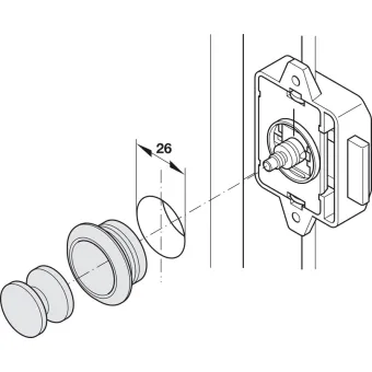 Žiedelis paspaudžiamas spynelei įfrezuojamas Ø26mm, matinis chromas