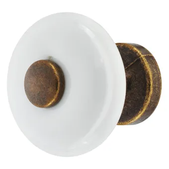 Rankenėlė vieno taško RETRO Ø30mm, H30mm, balta ir sendintos bronzos spalva