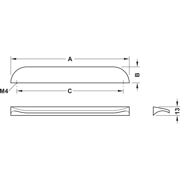 Rankenėlė CC160mm, L178mm, šlifuoto nikelio spalva